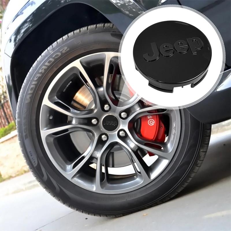 4Pcs 56mm Car Wheel Center Cover Stickers Hub Cap Sticker For Jeep Wrangler Grand Cherokee Avenger Compass Wagoneer Gladiator JL PSLVW1