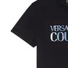 Versace Однотонная футболка с коротким рукавом и круглым вырезом с буквой Мужские топы Черный E72GAHP02-ECJ01P-EOT5