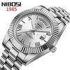 Стильные мужские наручные часы NIBOSI из нержавеющей стали с водонепроницаемым аналоговым дисплеем и металлическим браслетом, отображением даты, классическим дизайном, серебристые, идеальны для