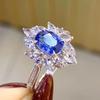 Huitan Chic Blue Cubic Zirconia Lady's Ring for Wedding Anniversary Party Luxury Fashion Women Accessories Nice Gift New Jewelry