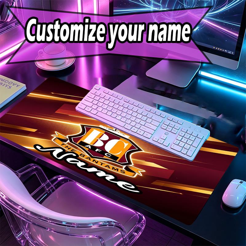 Custom Name Personalized Bradford City AFC Pattern Mousepad, Laptop PC Desk Mat, Decorative Desk Mat for Home Keyboard Pad Gift