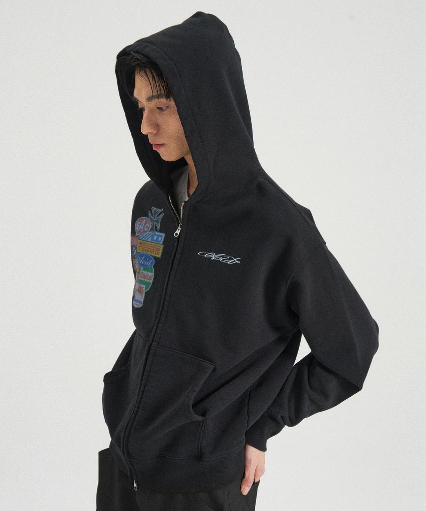 Худи на молнии Slowacid Vintage Sponsor [Черный]
