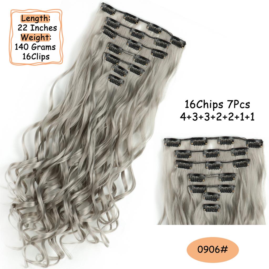 Synthetic Wavy Clip In Hair Extensions Clip In Hair Extensions For Women Full Head Thick Soft Clip In Hairpieces Daily Party