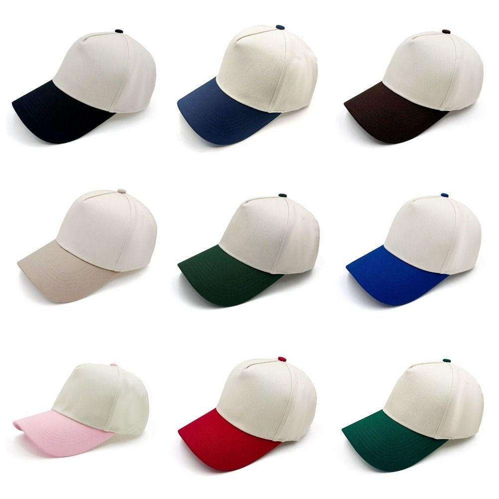 Simple Color Blocked Peaked Cap Breathable Lightweight Baseball Cap Adjustable Korean Style Sunscreen Sun Hat Travel