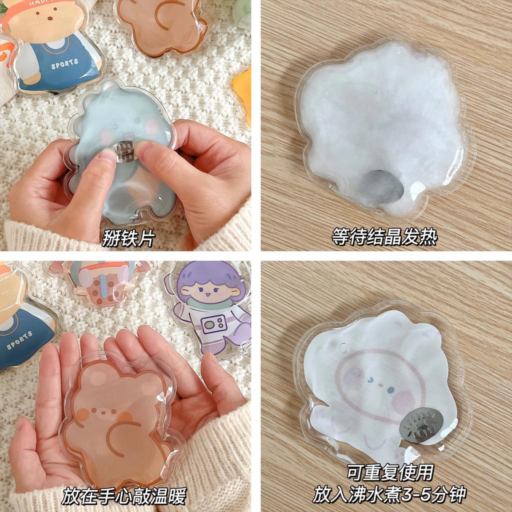 Грелка для рук Многоразовая самонагревающаяся Прозрачная с рисунком из мультфильма Сохраняет тепло Безопасная Быстро нагревающаяся грелка в виде кролика Грелки для рук