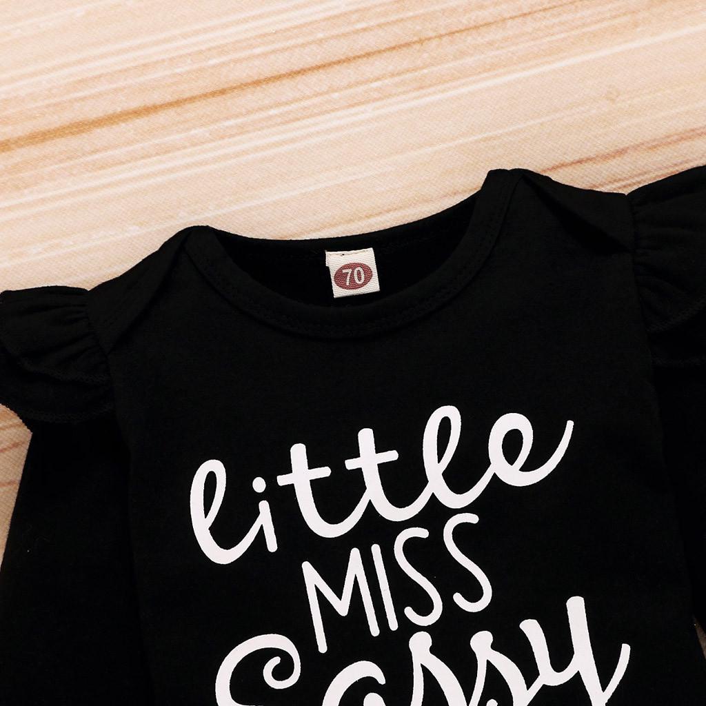 Infant Baby Girls Letter Romper Bodysuit+Sunflower Print Pants+Headband Outfits