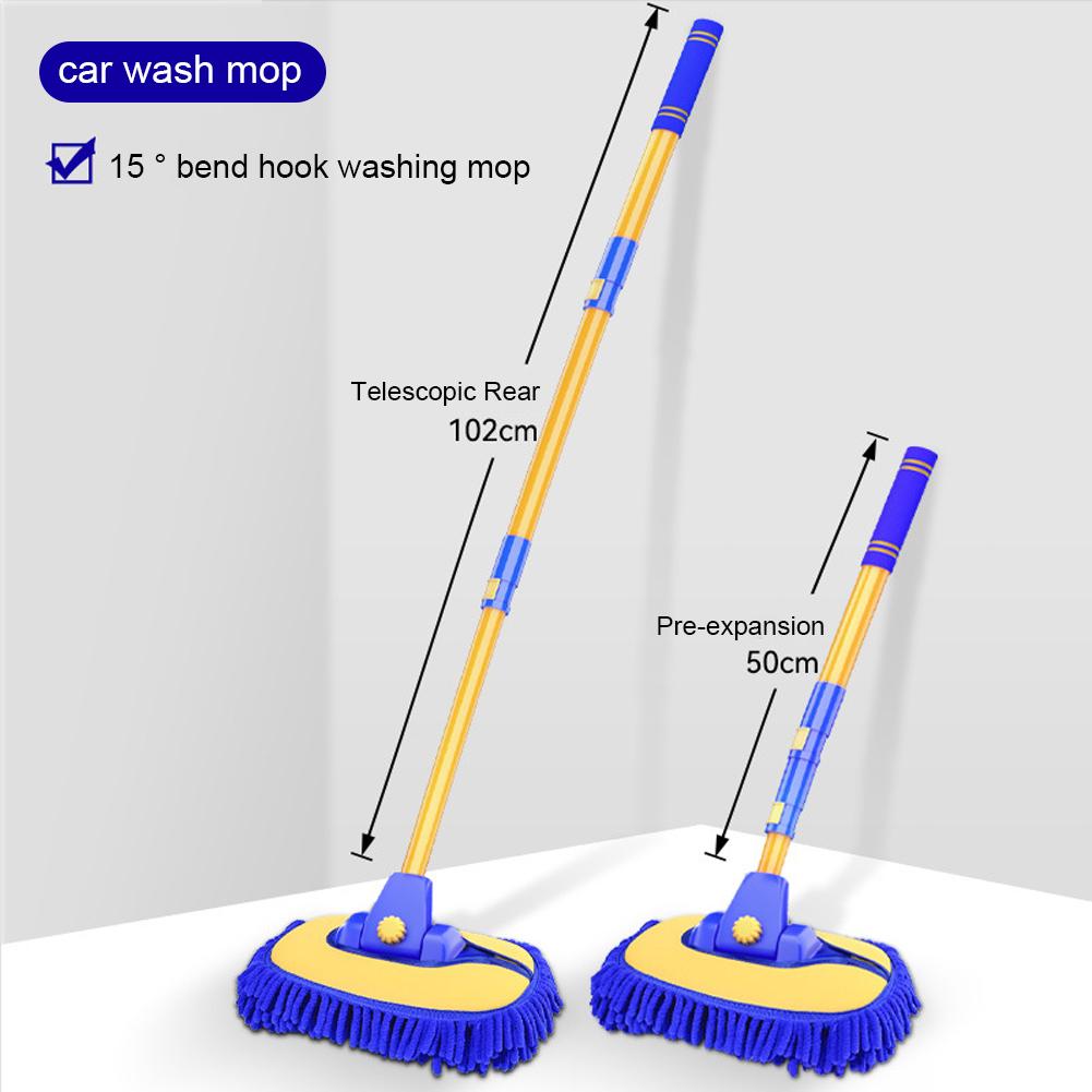 Auto Washing Mop Telescoping Auto Detailing Mop Long Handle Vehicle Care Cleaner Chenille Car Maintenance Tools