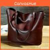 Retro Fashion Women Solid Colours Leather Tote Bag Large Waterproof Capacity