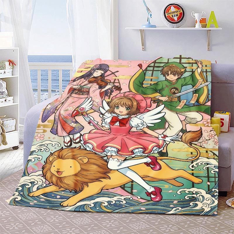 Плед для поклонников аниме Cardcaptor Sakura, фланелевый, мягкий, теплый, легкий, для кровати, дивана, домашнего декора -QJY
