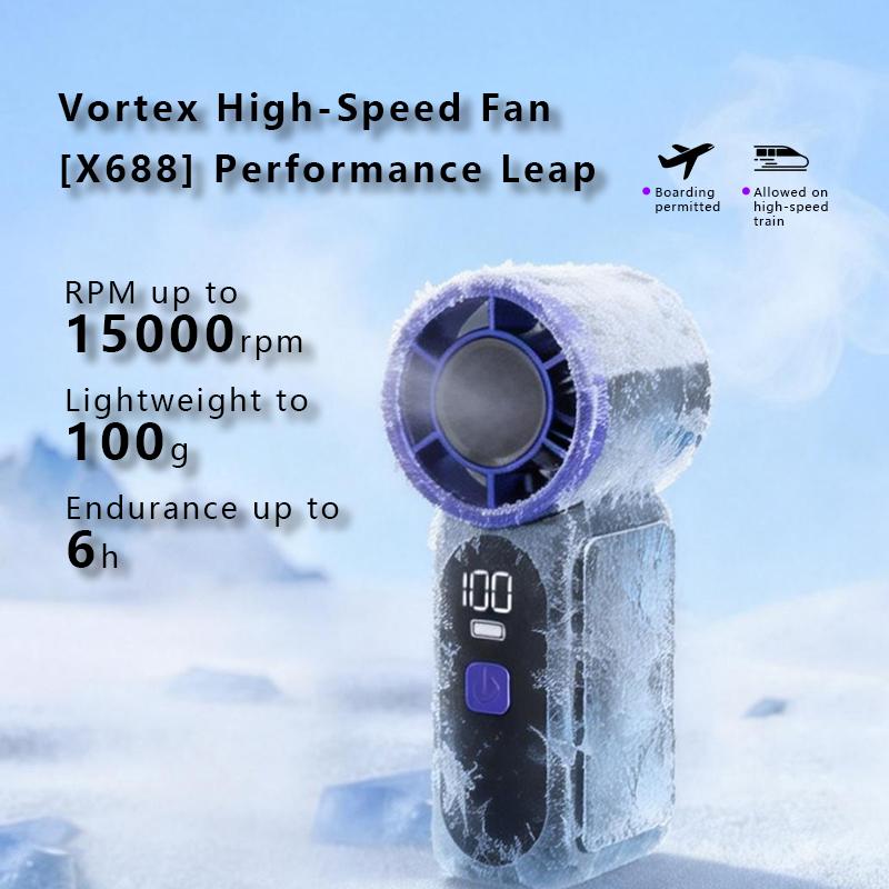 Premium Compact Size Mini Fan 5 Speed LED Display Handheld Fan 1200mAh Rechargeable Turbo Fan for Dorm Use