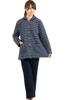 Eye Cotton Quilted Knit Pajamas with Open Long Winter Sizes K's Women's Skin-Friendly 100% Front, Sleeves, Loungewear, Nightwear, S/M/L/LL (S Navy)