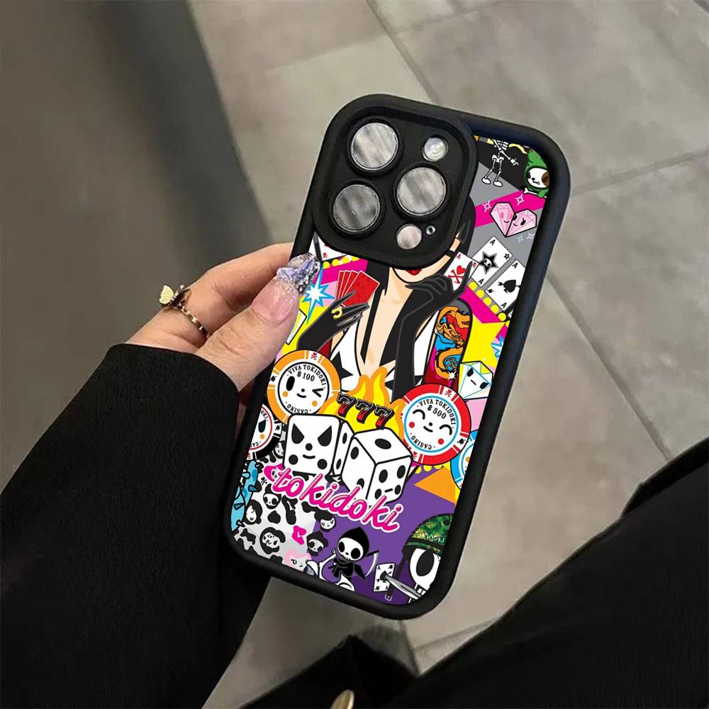 Япония Tokidokis Для iPhone 17 16 15 14 13 12 11 Pro Max Plus Черный Полное Покрытие Мягкий Фунда Силиконовый Чехол