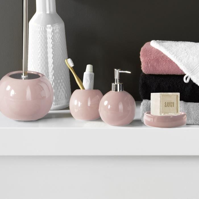 Porte savon - Bulleas - Rose poudre - Céramique - 10 cm x 3.5 cm - Salle de bain élégante