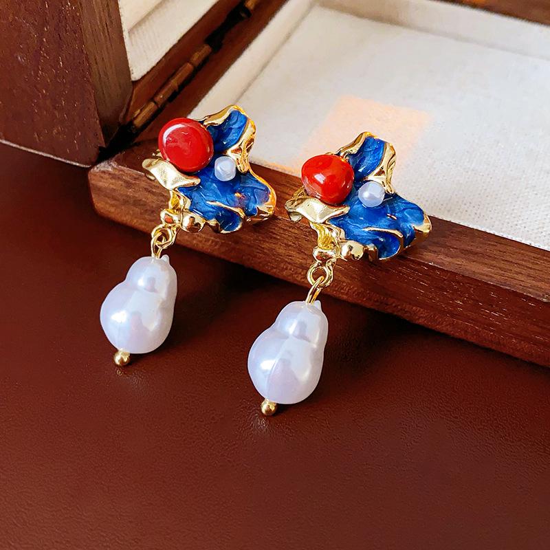 Винтажные серебряные серьги-гвоздики с жемчугом - Элегантный легкий люкс, придворный стиль