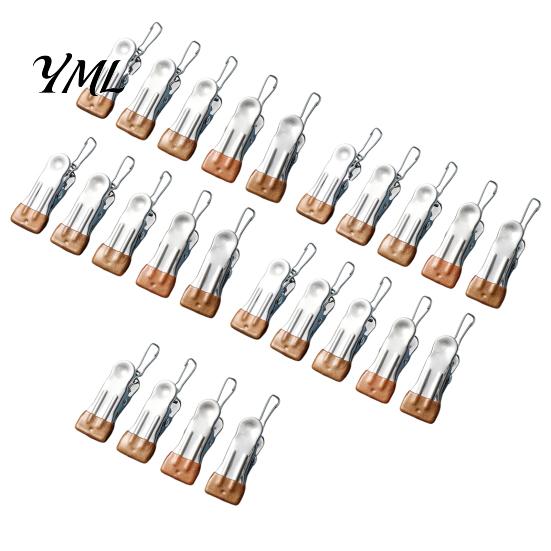 Windproof Clothespins for Breezy Days 24PCS Stainless Steel Clothes Pegs, with Non-Slip Rubber Coating, Heavy Laundry Clips Drying Duty Clips,