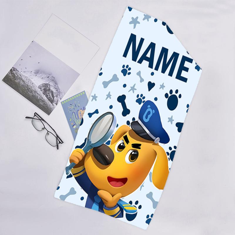 1pc Sheriff Labrador1 Beach Towel with Custom Name, Beach/Swimming/Bath/Picnic/Camping Towel, Suitable for Seaside Beaches
