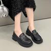 Flat Bottom Round Head British Small Leather Shoes Women's 2025 New Spring One-pedal Commuting Versatile Loafers Retro Single Shoes