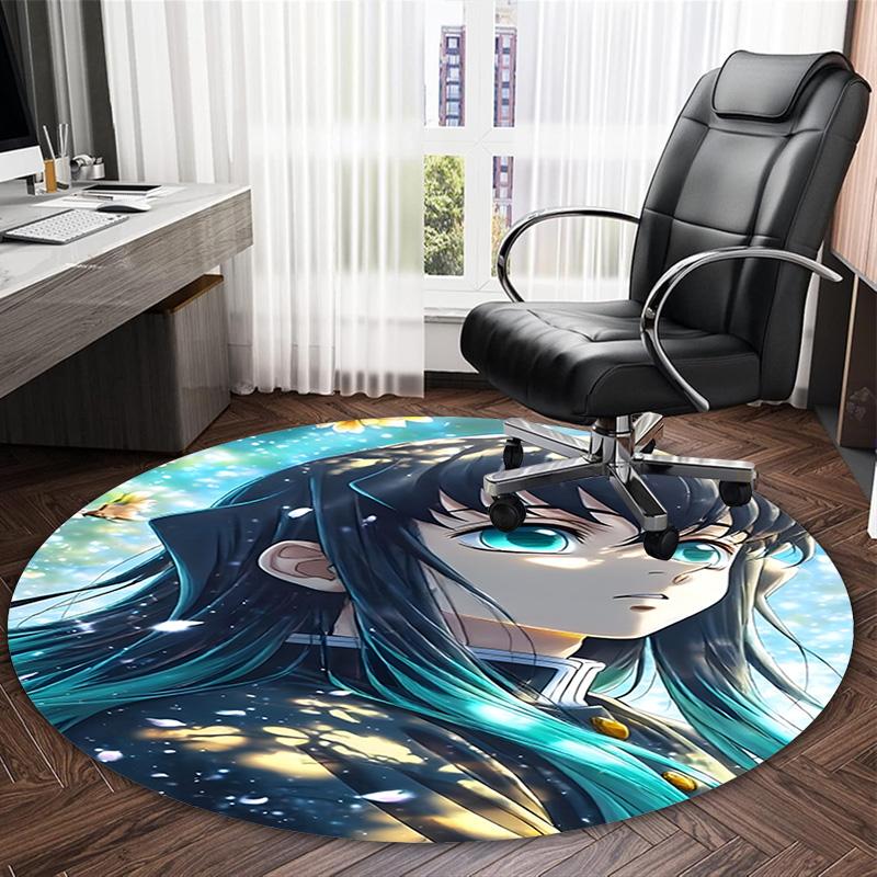 1pc Tokitou Muichirou Carpet, Round Rug, Comfortable, Suitable for Entryways, Living Rooms, Office, And Bedrooms, Christmas Decoration