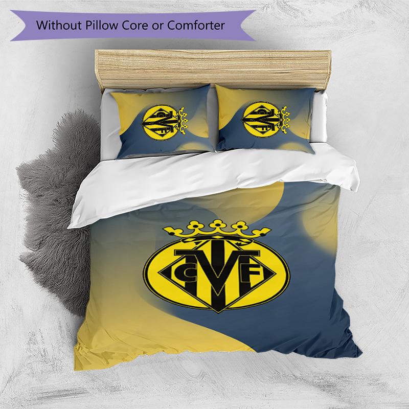 3- Piece Постельное белье с принтом ФК «Вильярреал», Дышащий пододеяльник с наволочками, Декоративное постельное белье для спальни, дома