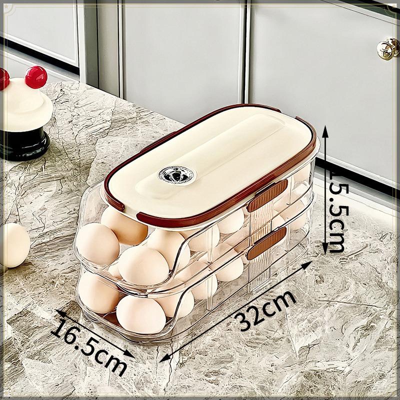 Food Grade PP & PET Egg Storage Box Handle Design Large Capacity Refrigerator Fresh Keeping Egg Container Kitchen Organizer