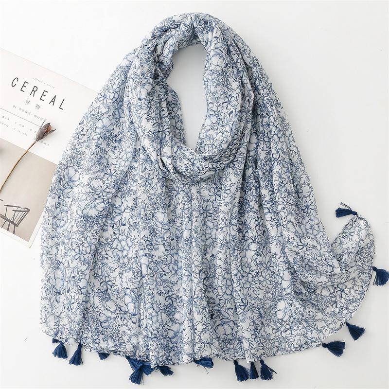 Thin Fashion Aztec Paisley Floral Tassel Viscose Shawl Scarf High Quality Wrap Pashmina Stole Bufandas Muslim Hijab 180*90Cm