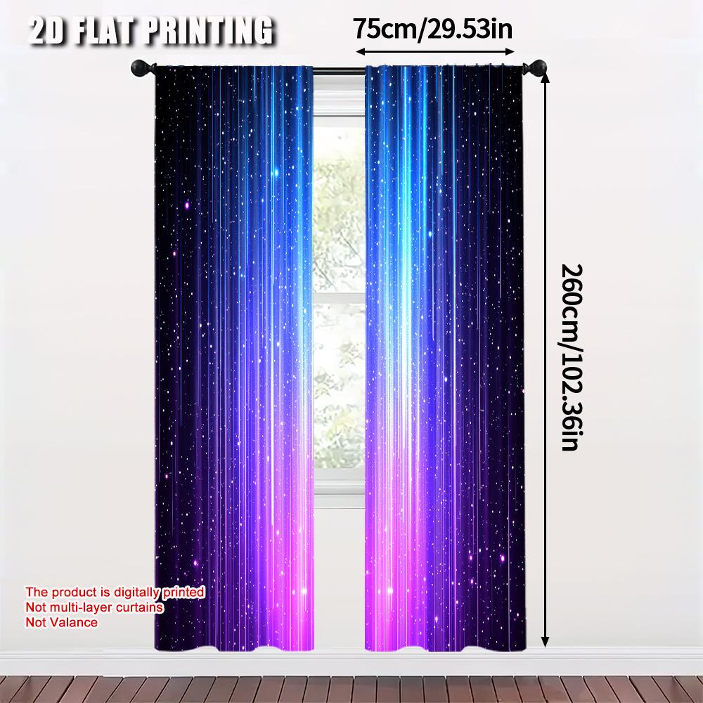 2 шт. Звездное небо Космические затемняющие шторы Сине-фиолетовые Космические полиэстеровые шторы Для жилых помещений Машинная стирка