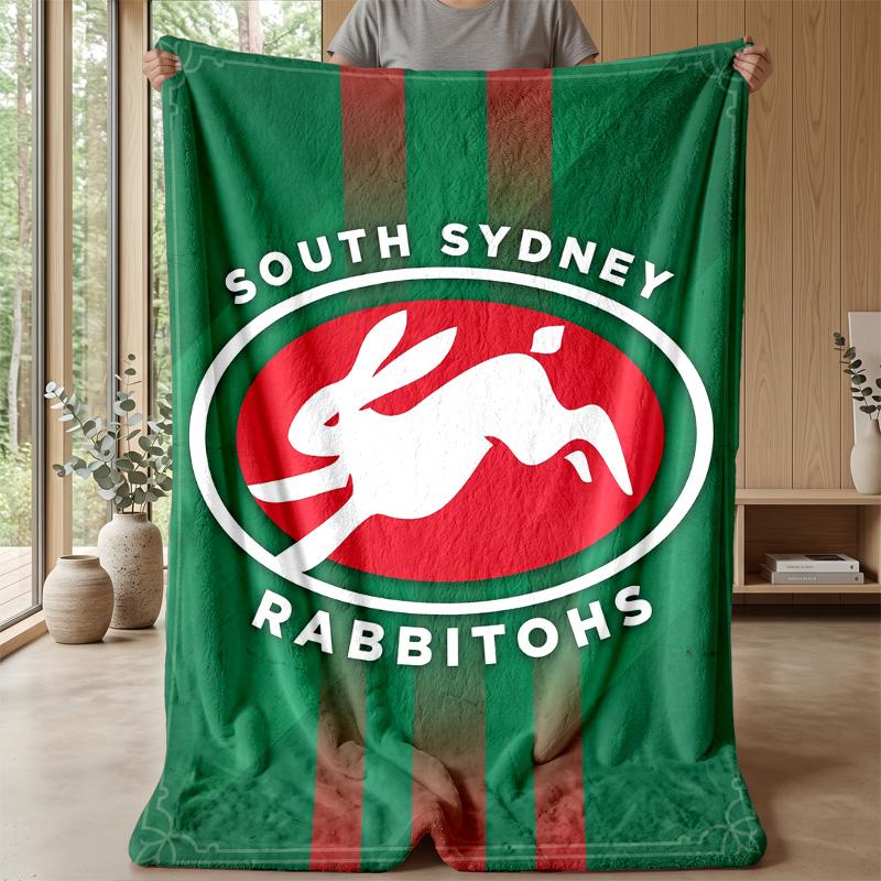 South Sydney Rabbitohs Flannel Fleece Blanket Cozy Warm Throw Blanket For Couch Bed Travel All Season Use