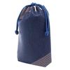 Large Drawstring Gourd Navy Blue X Black and White Lacquer 8217 [Indenya] Inden, Bag, Gusseted, Deerskin, Ihori, Pattern,
