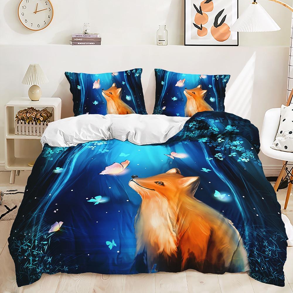 Cute Animal Bedding Set Cartoon Animal Home Textile Soft Quick Drying Duvet Cover Pillowcase 2/3pcs Kid Baby Cover Gift