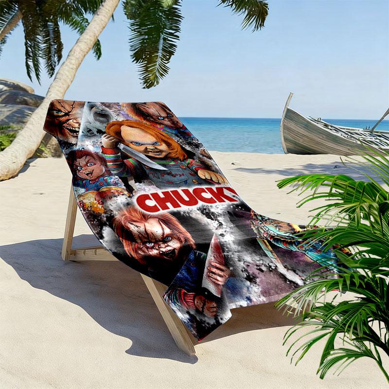 Chucky Print Beach Towel, Large Soft Quick Dry Towel for Beach Camping Swimming