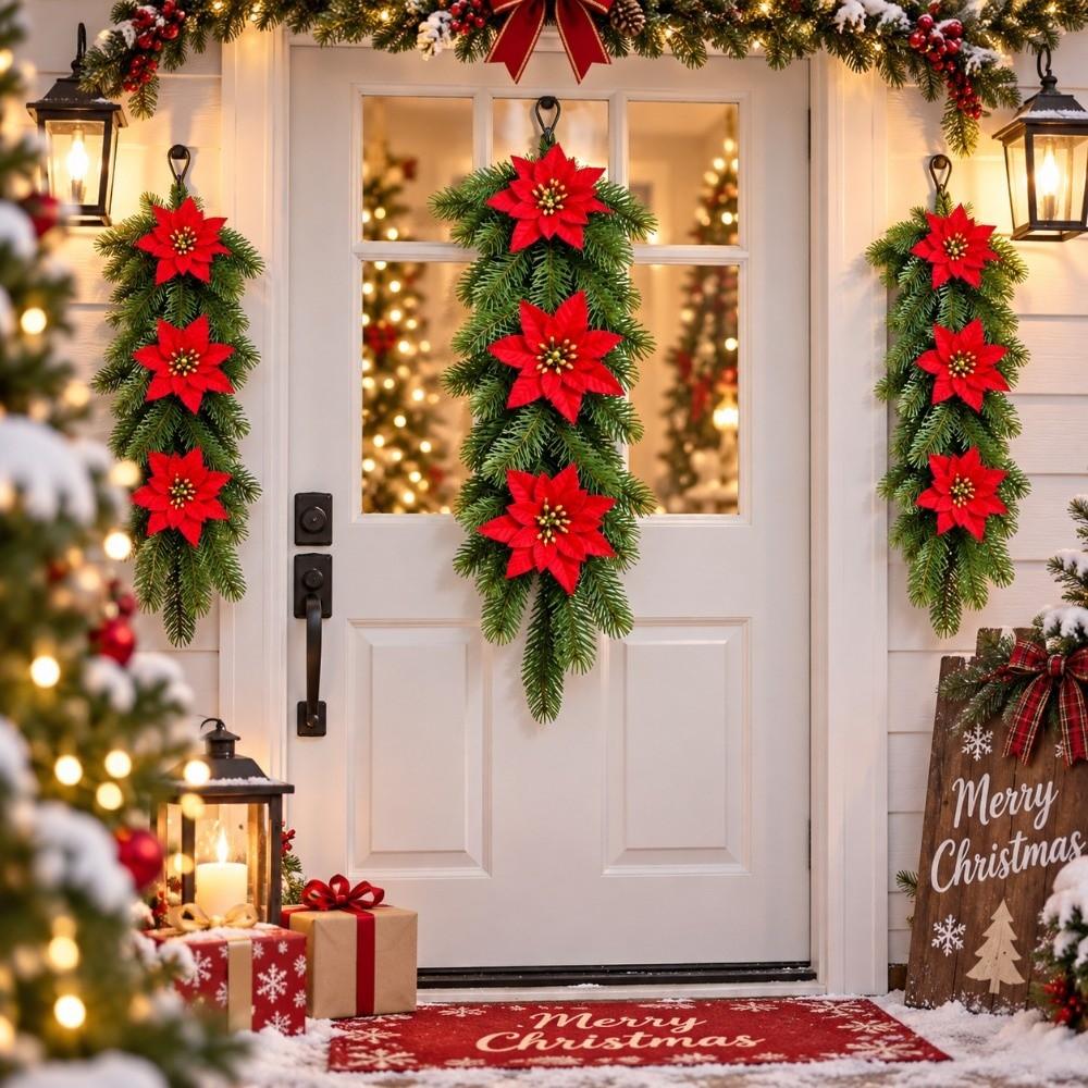 Artificial Red Berries Pine Branches Meticulously Craftedl Christmas Garland Holiday Decorations