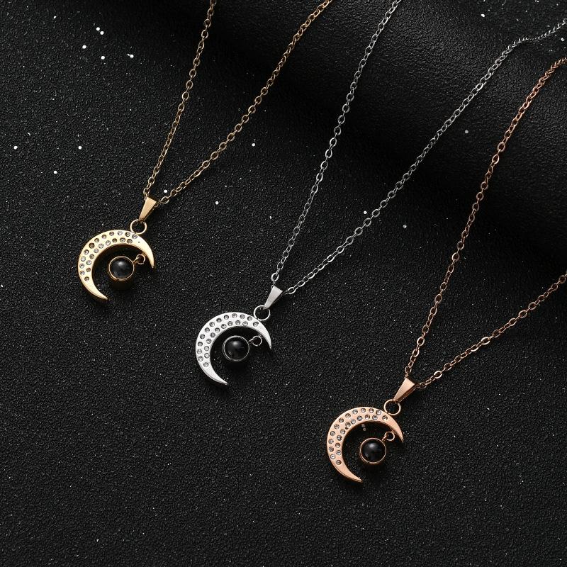 Женское ожерелье с проекцией Луны и Звезд 100 Языков Я Люблю Тебя Скрытое Сообщение Кулон Минималистичный Вирусный Интернет-Знаменитость Цепочка на Ключицы Ювелирные изделия
