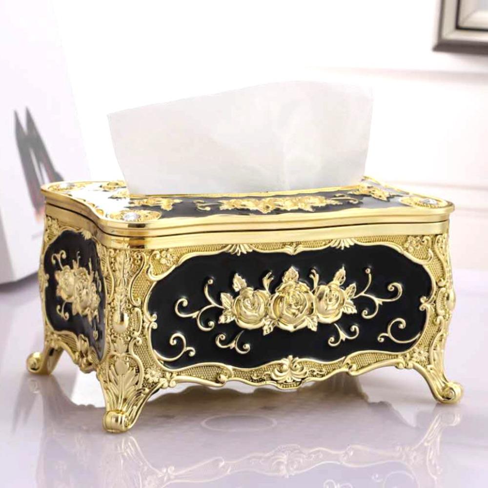 Light Luxury Tissue Box Holder Rose Pattern Tissue Dispenser Napkin Holder Restaurants
