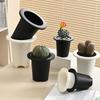 Large Round Resin Flower Pot for Cactus & Succulents - Desktop Home Garden Planter