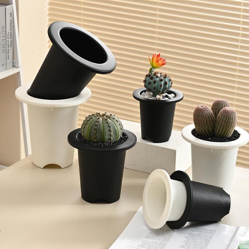 Large Round Resin Flower Pot for Cactus & Succulents - Desktop Home Garden Planter