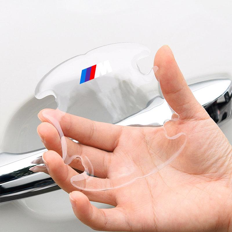 4PCS Transparent M LOGO Car Door Anti-collision Protector Bumper Strip Sticker For BMW X7 X3 X4 X5 X6 3 4 5 6 7 Series Z4 M M3 M5 M6 E38 E39 E46 E53