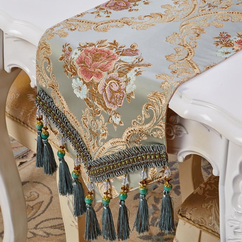 Скатерть с большими узорами, китайский синий настольный флаг, чайный столик, закрывающая крышка шкафа для телевизора, ткань с кисточками