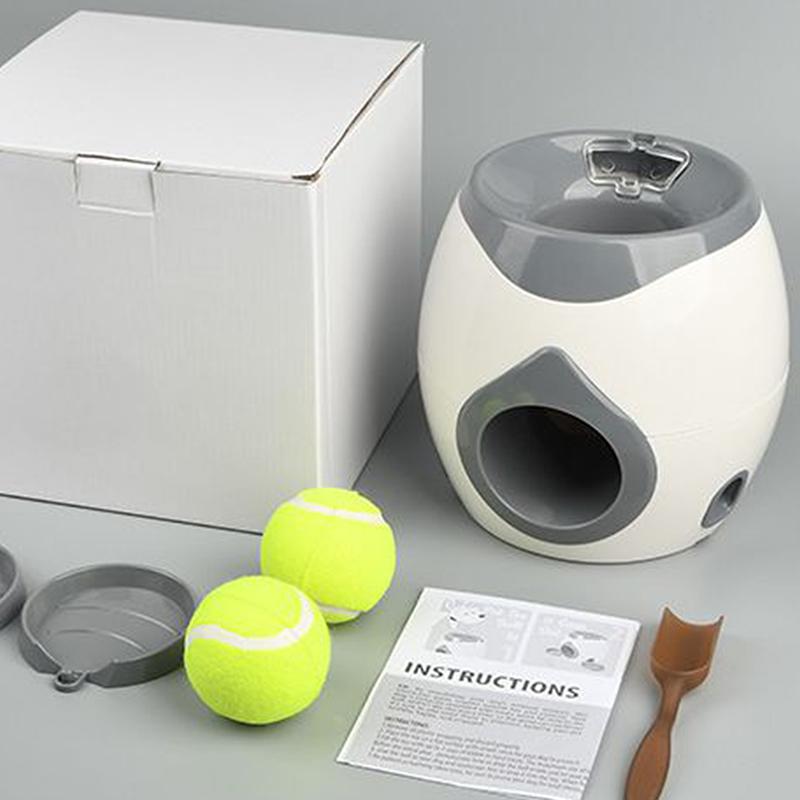 Dog Pet Toys 2 In 1 Tennis Launcher Automatic Throwing Machine Pet Ball Throw Device Interactive Pet Feeder Toy For Dogs