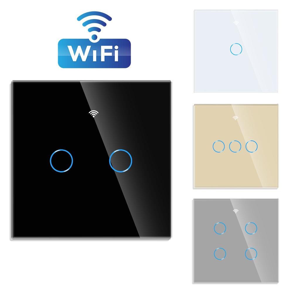 Cnbingo WIFI+ new chip 2Gang 1Way Glass Touch Wifi Smart Home Wall Switch  Single Live Wire Touch Smart Switch