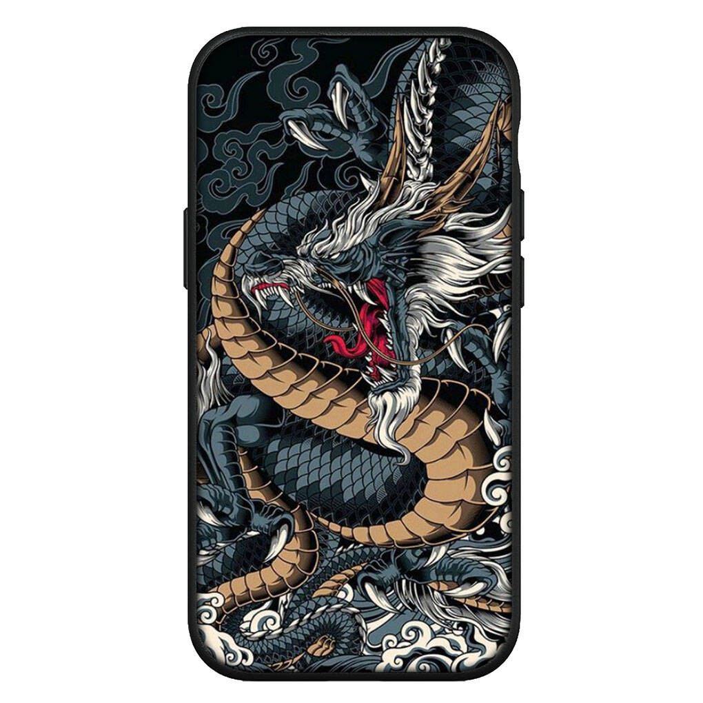 Чехол для iPhone 17 16 15 Xiaomi Poco Redmi Note 14 13 12 11 Pro Max 9 16e Samsung Galaxy S25 S24 S23 A05 A56OPPO Huawei Крутой чехол для телефона Черный Дракон