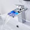Смеситель для раковины Baralho с LED-подсветкой, полированный, для монтажа на борт раковины, 3 цвета