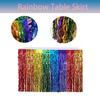 Table Skirt Wavy Metallic Tinsel Foil Fringe Reusable Waterproof Dense Beach Jungle Parties Ceremony Birthday Party Decoration Table Skirt for