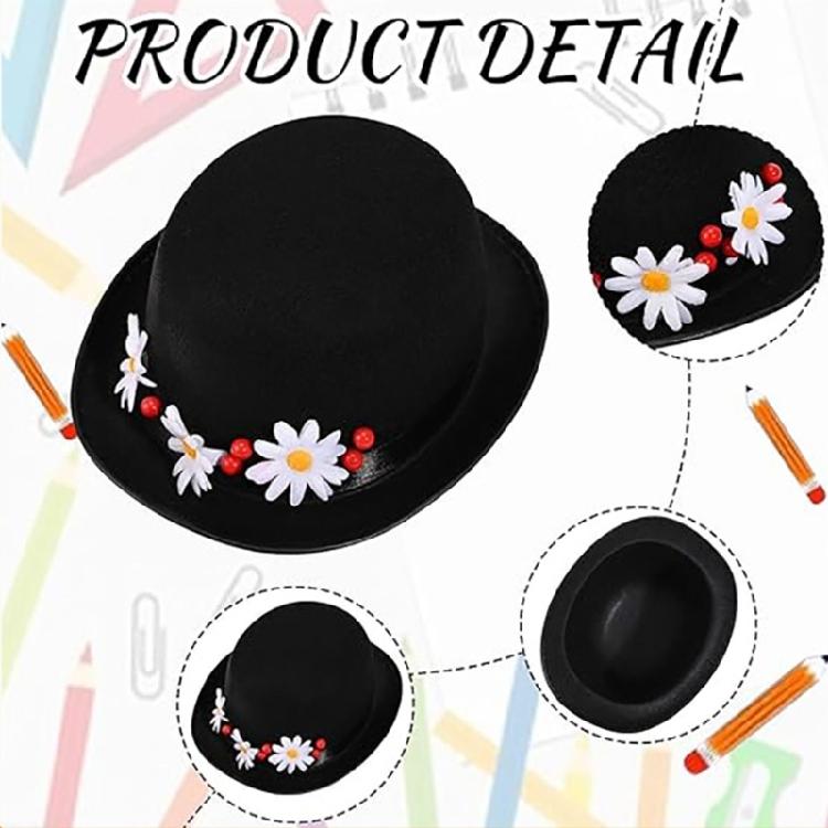 Magicians Hat With Reinforced Felts Soft Bowtie Gloves and Glasses Set Costume Accessory For Long Duration Shows And Event