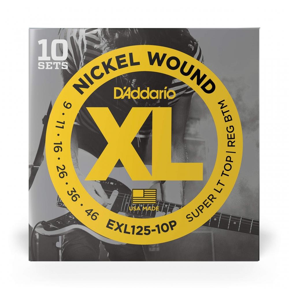 D'Addario Electric Guitar Strings Nickel SuperLight TopRegular Bottom .009-.046 EXL125-10P 10set Pack