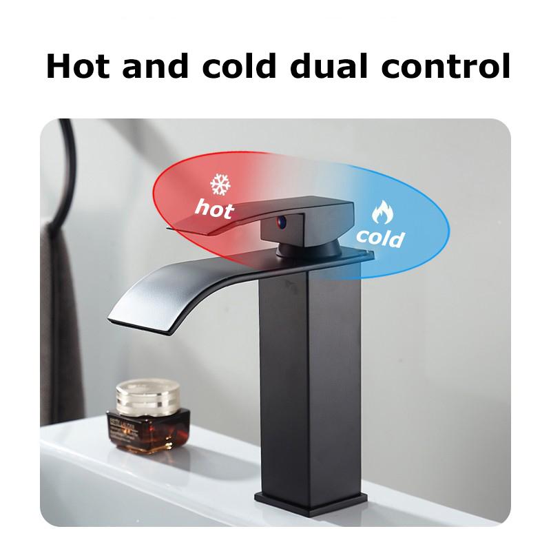 Медный водопадный смеситель для раковины в европейском стиле, черная серебристая краска, двойной контроль горячей и холодной воды, смеситель для кухни, ванной комнаты, раковины