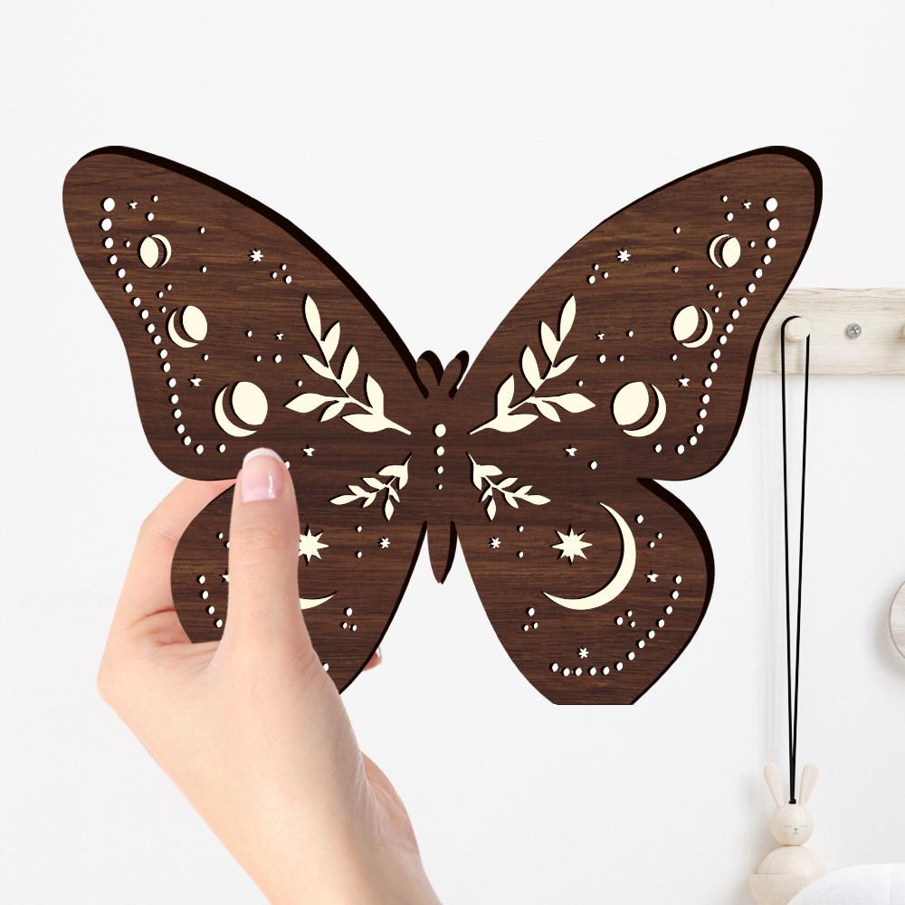 Богемная стереоскопическая деревянная лампа-бабочка для украшения дома, светодиодный светящийся ночник