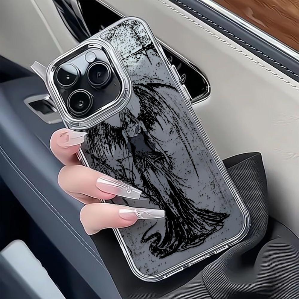 Мягкий чехол для телефона с узором «Богиня Темных Крыльев» для iPhone 17 Air 11 13 14 12 15 16 Pro Max 17E 16E Plus Бампер Задняя крышка Coque
