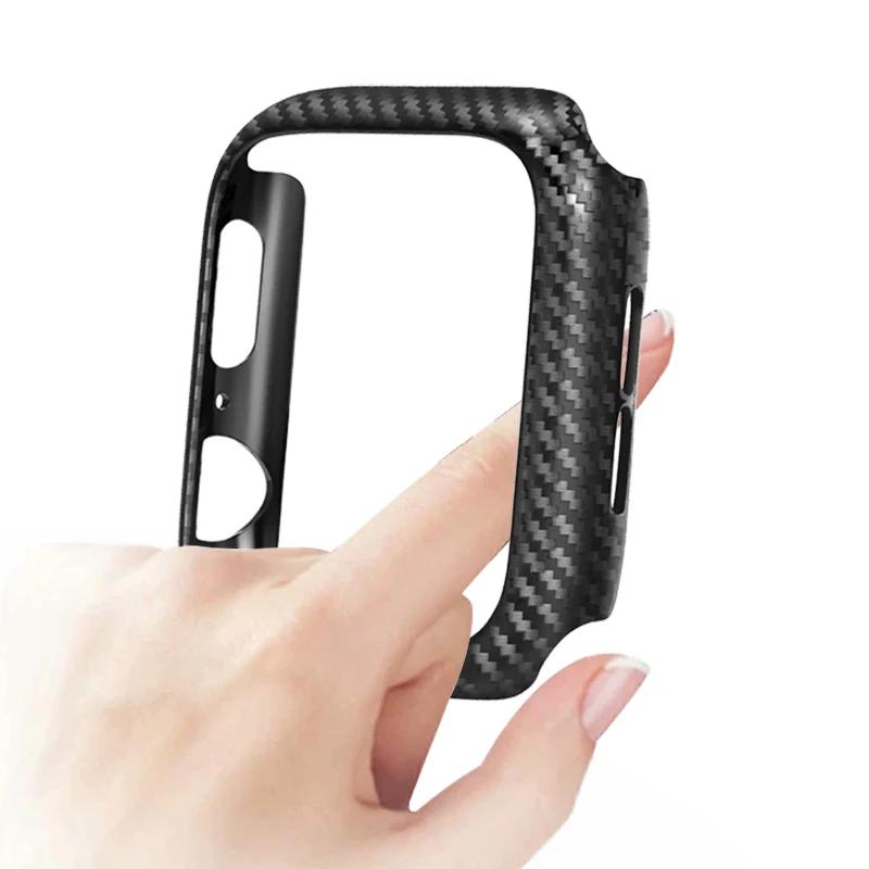 Защитный чехол из углеродного волокна для Apple Watch, аксессуары для корпуса 44 мм 45 мм 41 мм 40 мм, не стекло, iwatch Series 9 8 7 6 5 4 3 SE