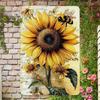 Винтажное подсолнечное поле с пчелой, металлическое настенное искусство, деревенский декор для фермерского дома, жестяной знак