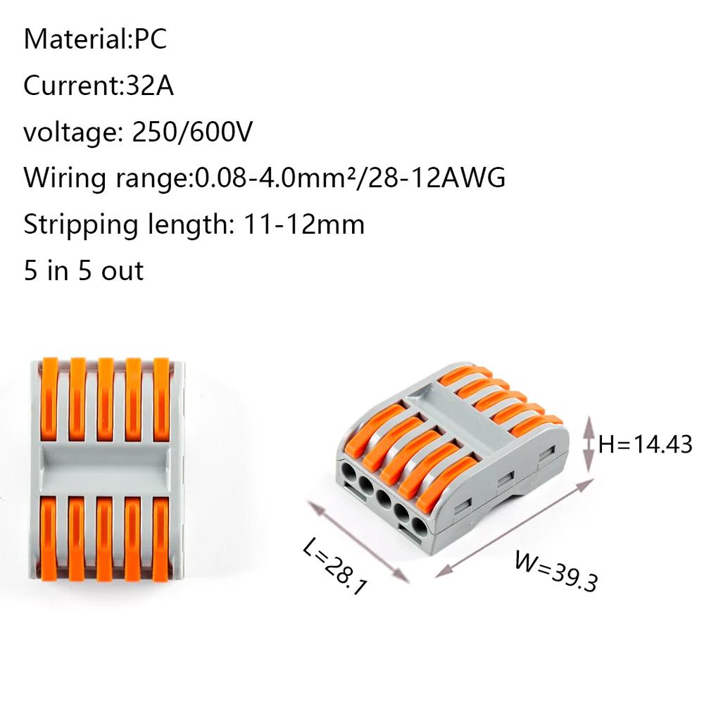 10 шт. Мини-мини быстрый проводной соединитель PCT-221/222/223/224/225 Универсальные компактные электрические вставные соединители Быстрая клеммная колодка